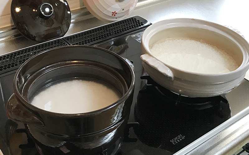 炊飯土鍋と土鍋でご飯の炊き比べ